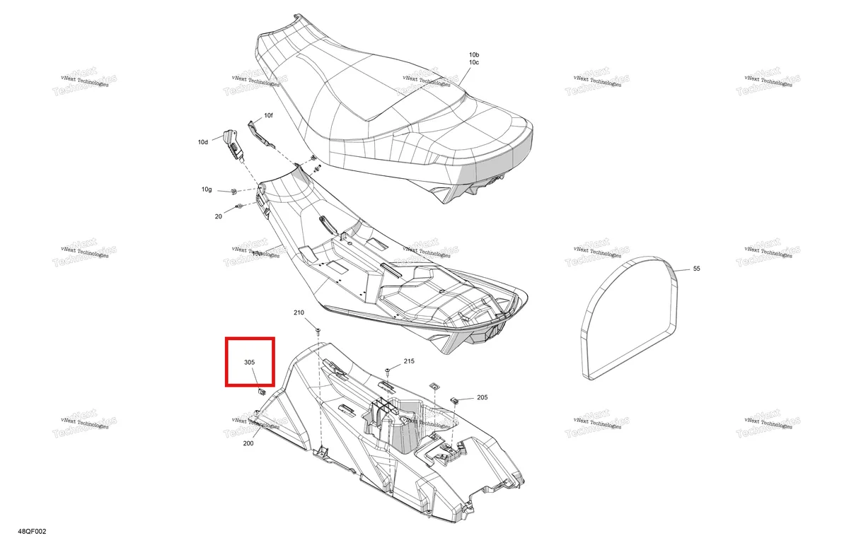 Деталь 250100198 на схеме узла 2026 Ski-Doo EXPEDITION - SPORT - ESTB - Bright White - 15X137X1.6C Track Body - Seat
