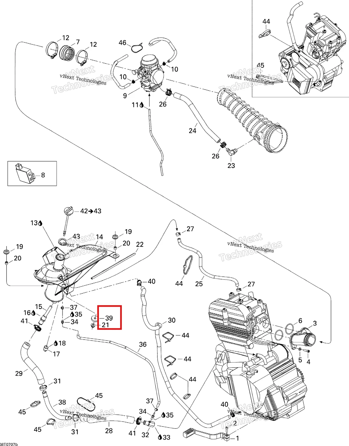 Деталь 250200002 на схеме узла 2007 Can-Am DS 650 X Engine 2
