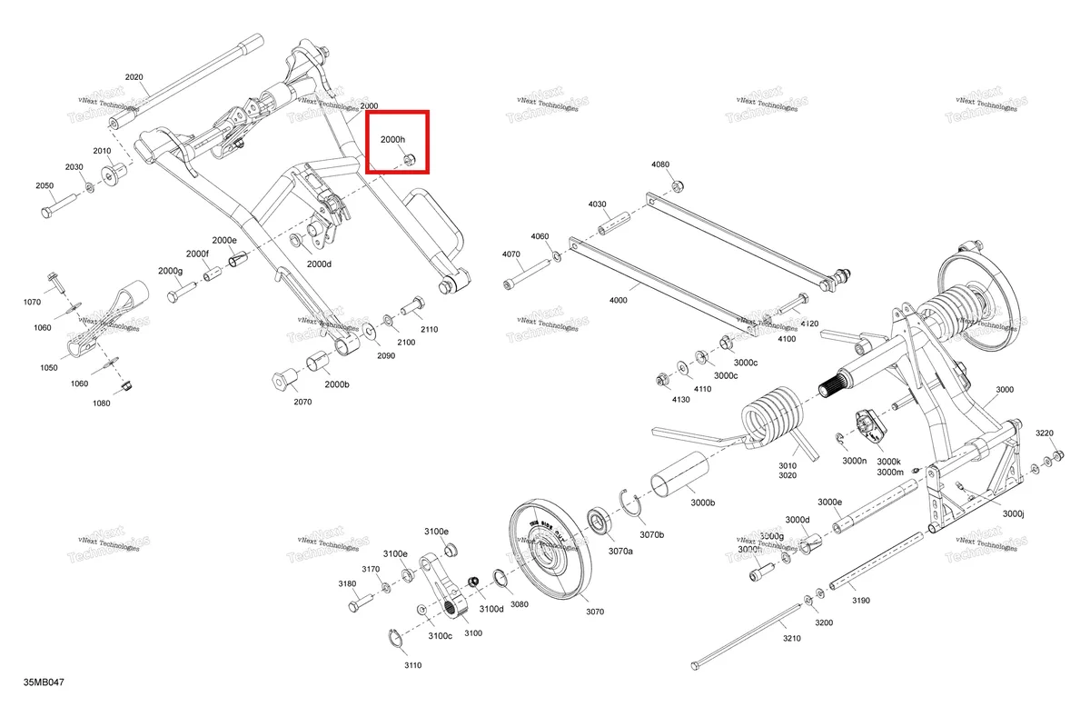 Деталь 250200016 на схеме узла 2022 Ski-Doo MXZ 600RS Suspension - Rear - Upper Section