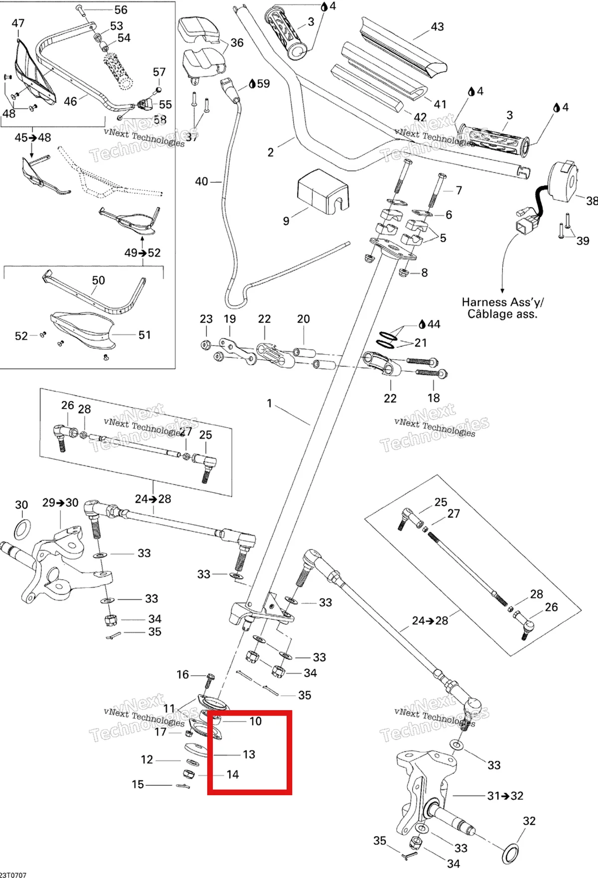 Деталь 250200017 на схеме узла 2007 Can-Am DS 650 X Steering System