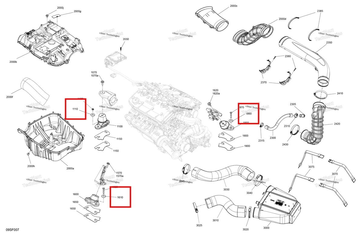 Деталь 250200018 на схеме узла 2026 Sea-Doo GTR - 230 - STD - 36TC - Eclipse Black Engine - System