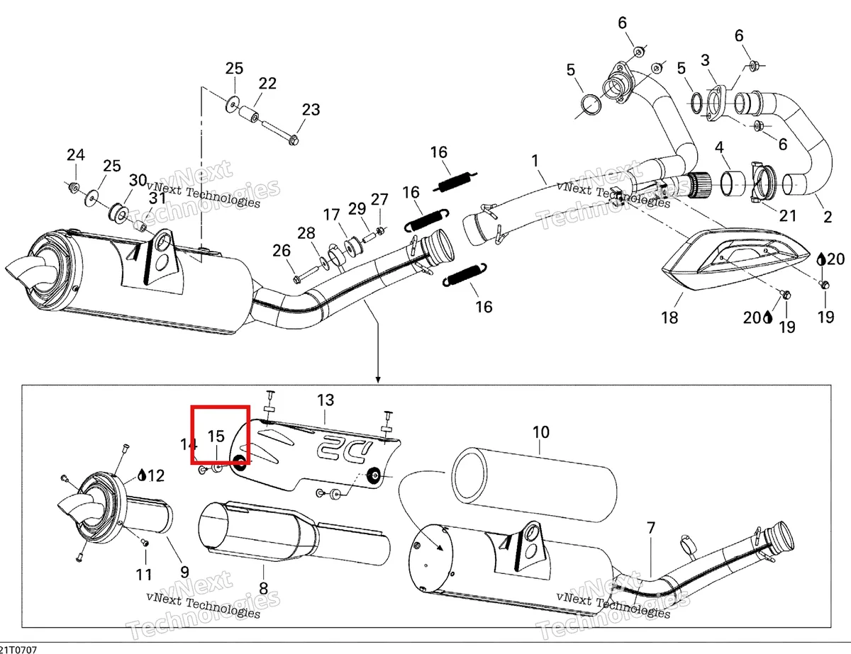 Деталь 250200034 на схеме узла 2007 Can-Am DS 650 X Exhaust System