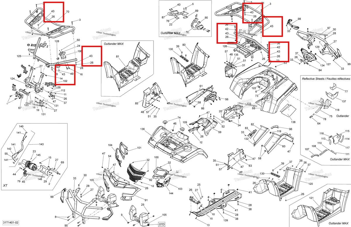 Деталь 250200072 на схеме узла 2014 Can-Am OUTLANDER 400 EFI, STD, XT Body And Accessories