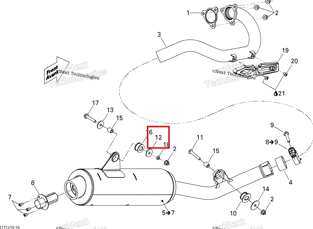 Деталь 250200073 на схеме узла 2015 Can-Am DS 450EFI STD Exhaust System