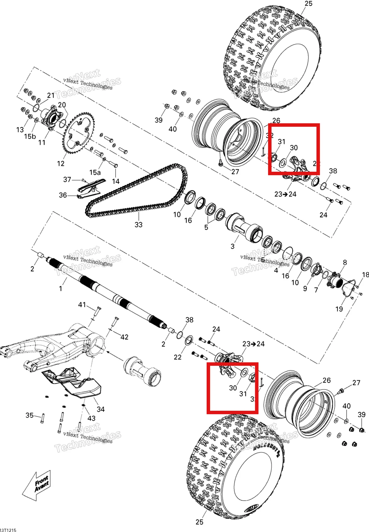 Деталь 250200087 на схеме узла 2015 Can-Am DS 450EFI STD Drive System, Rear
