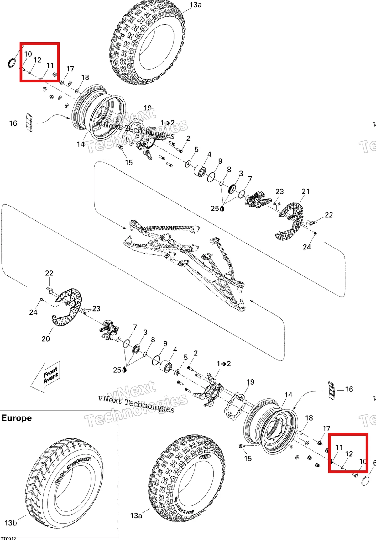 Деталь 250200103 на схеме узла 2009 Can-Am DS 450 EFI Drive System, Front