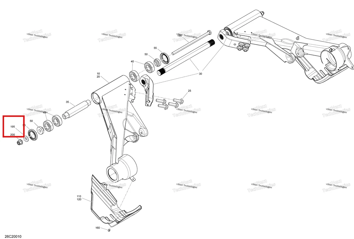 Деталь 250200120 на схеме узла 2020 Can-Am Commander 1000R EFI Rear Suspension
