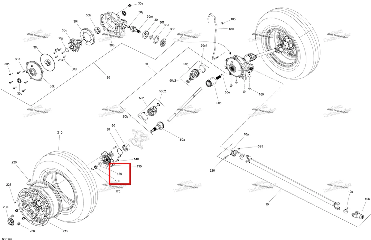 Деталь 250200148 на схеме узла 2016 Can-Am TRAXTER HD8 Drive System, Front