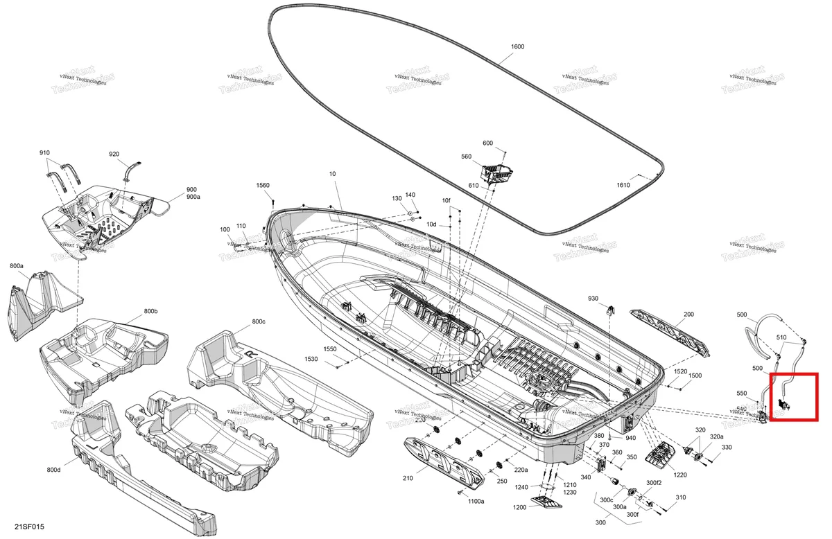 Деталь 250200175 на схеме узла 2026 Sea-Doo GTI - 130 - STD - 38TB - Bright White Body - Hull