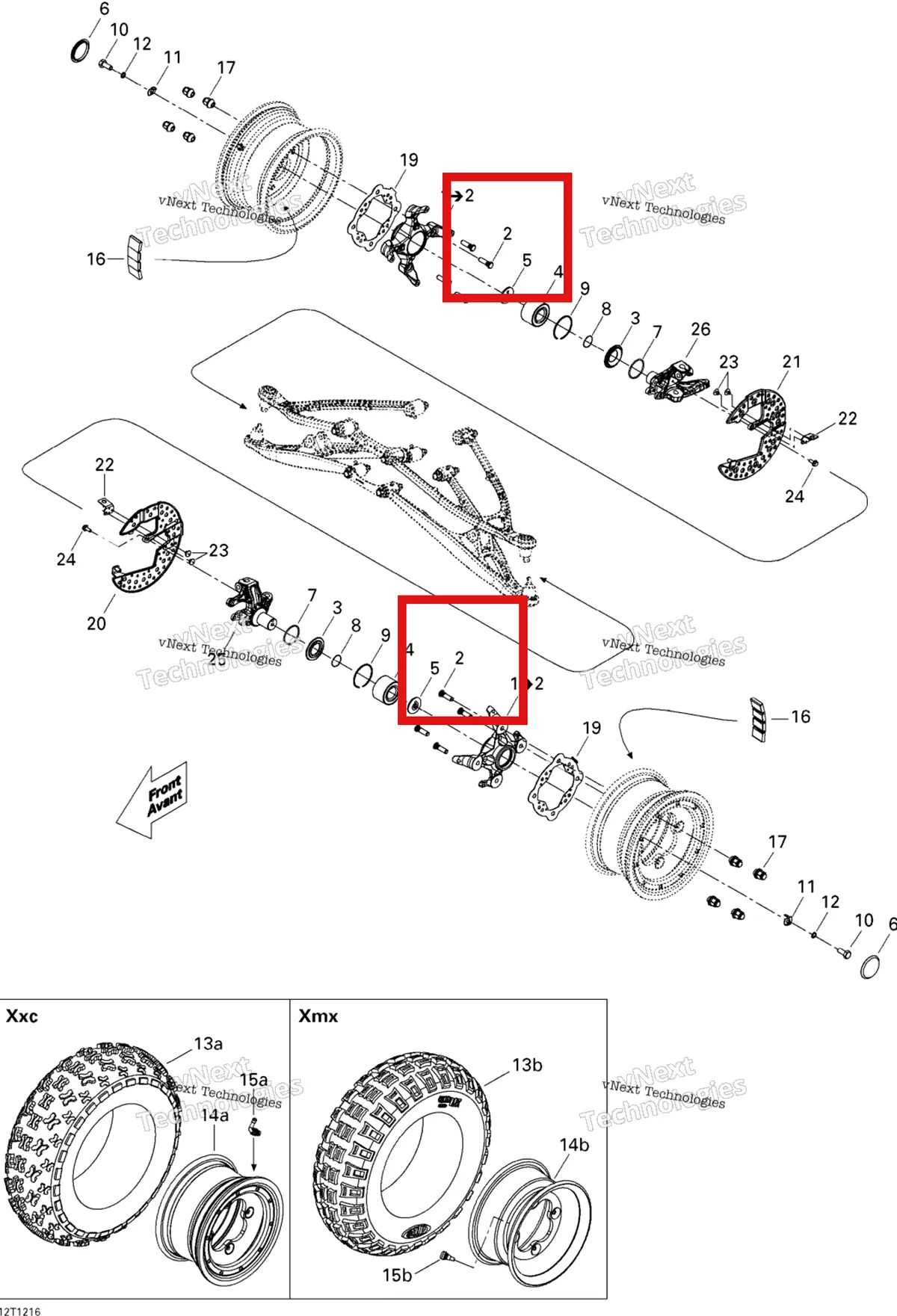 Деталь 250300013 на схеме узла 2015 Can-Am DS 450EFI XXC, XMX Drive System, Front