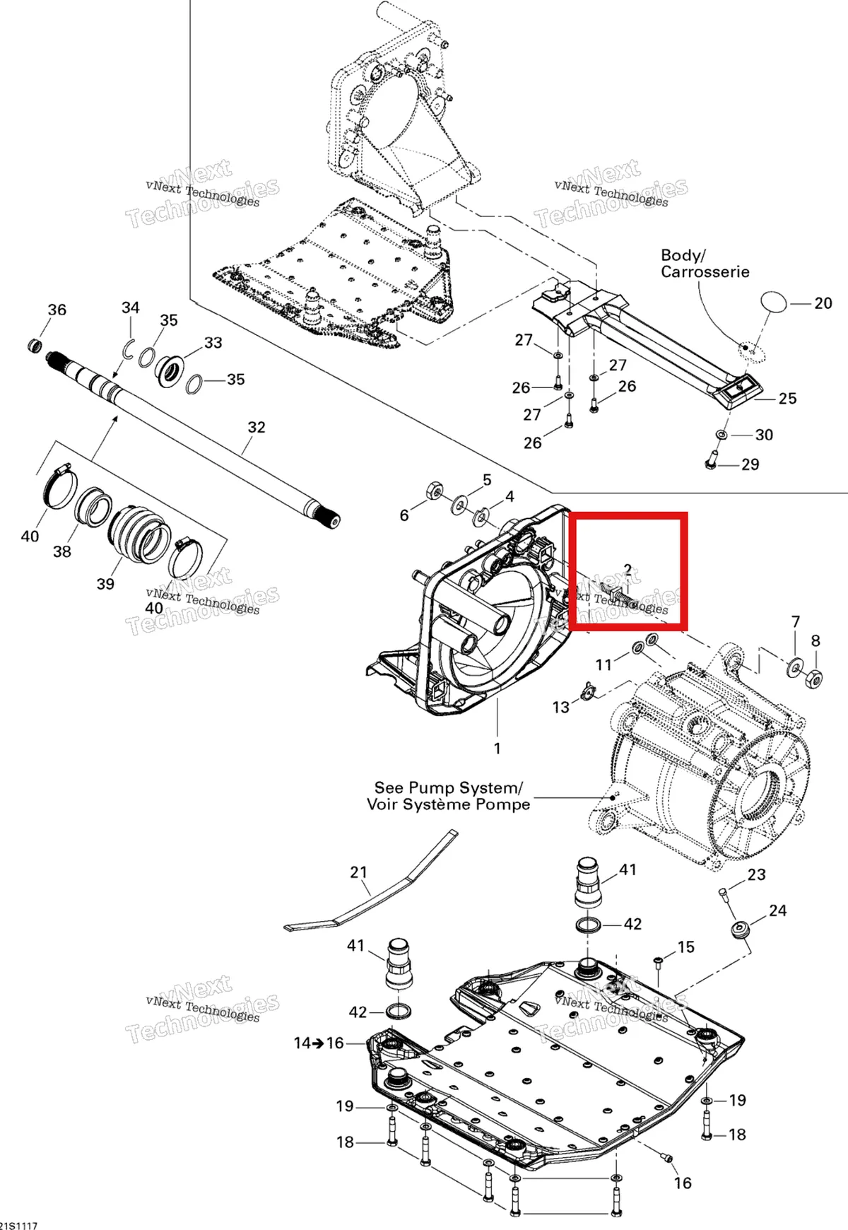 Деталь 250300022 на схеме узла 2011 Sea-Doo GTS Pro 130 Propulsion