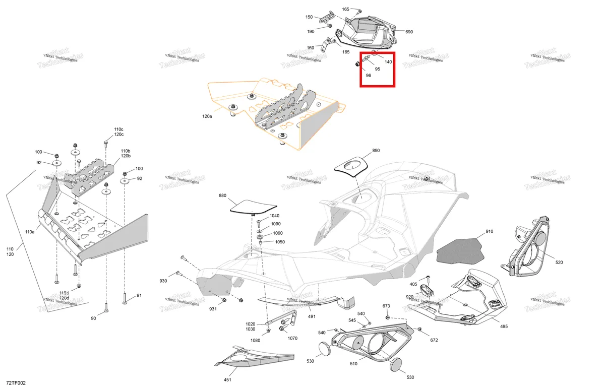 Деталь 250300039 на схеме узла 2026 Can-Am RENEGADE - 4X4 - XMR - 1000R EFI - 5UTA - Hyper Silver Body - Rear Section