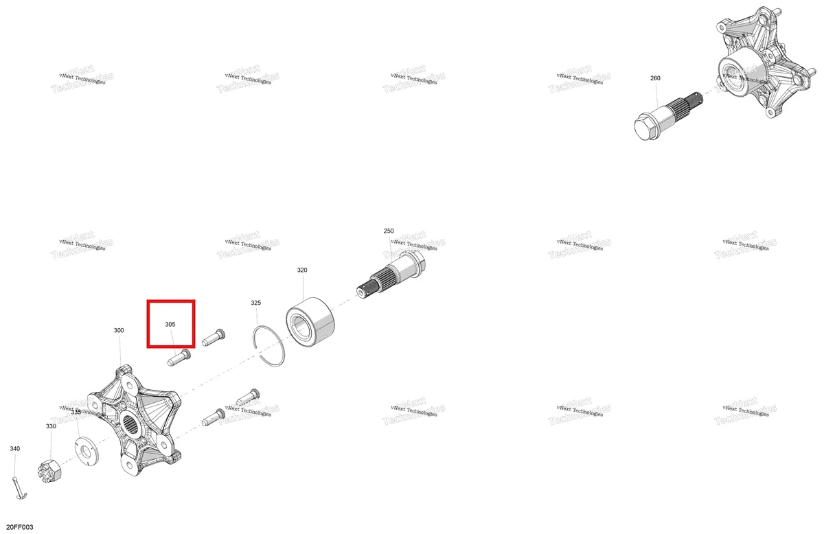 Деталь 250300055 на схеме узла 2026 Can-Am OUTLANDER - 2X4 - STD - 500 - 1KTB - Legion Red Drive - Front - Common Parts