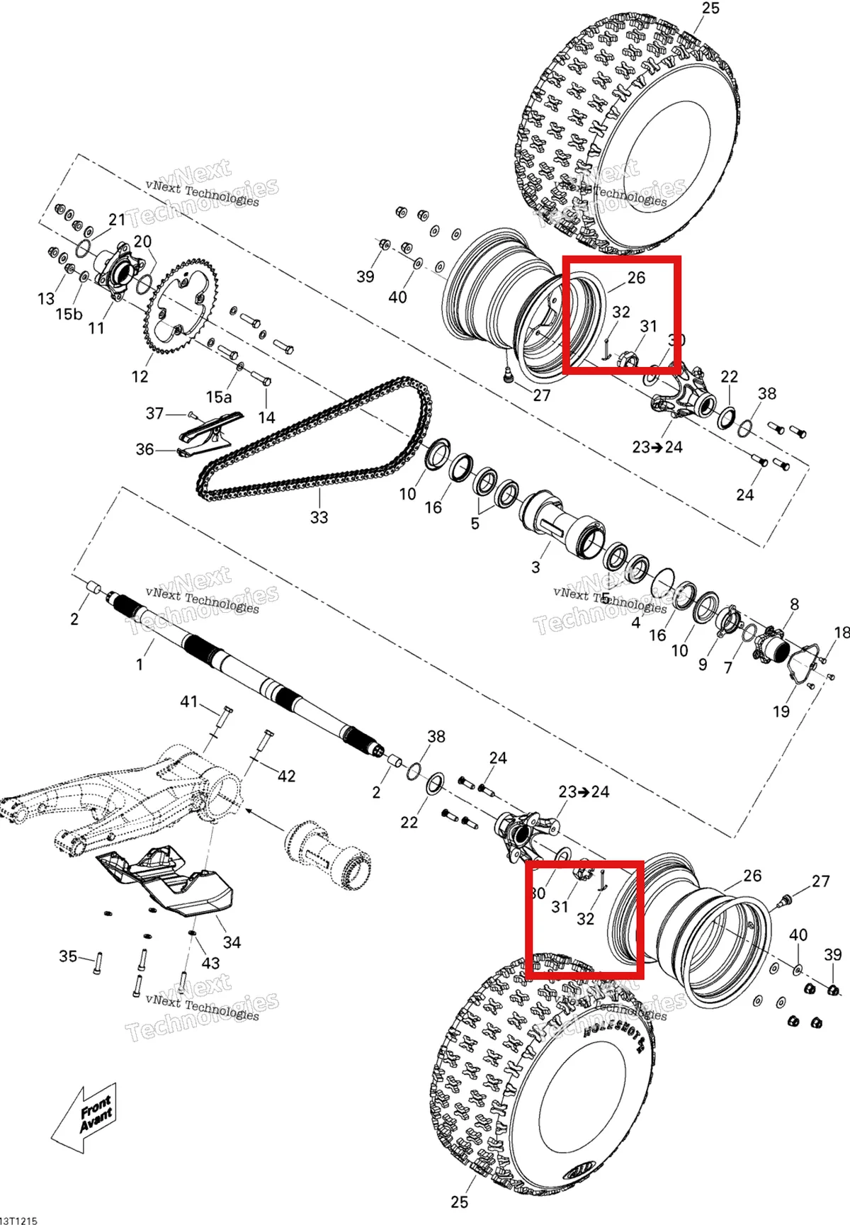 Деталь 250400028 на схеме узла 2015 Can-Am DS 450EFI STD Drive System, Rear