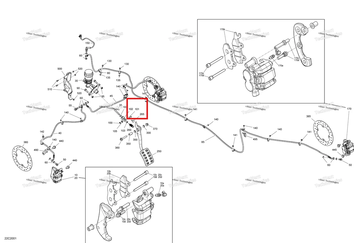 Деталь 250400058 на схеме узла 2020 Can-Am Commander 800R EFI Brakes