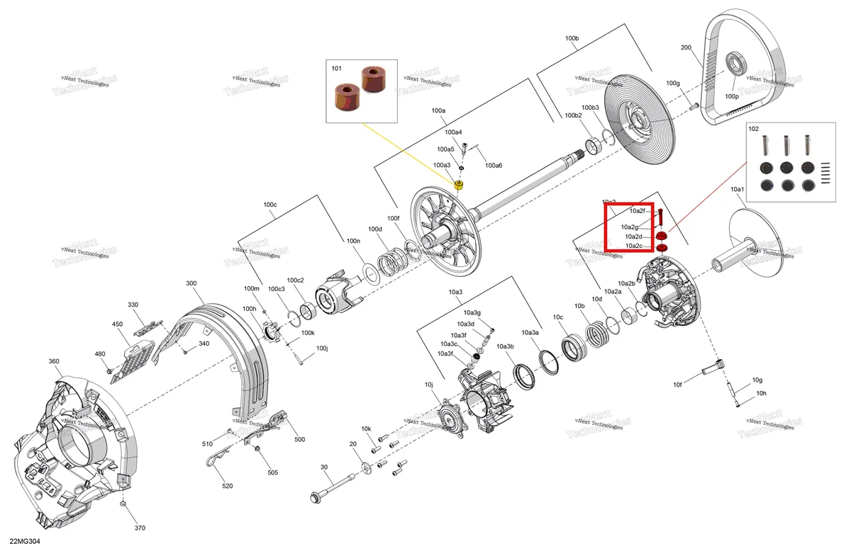 Деталь 250400101 на схеме узла 2027 Ski-Doo RENEGADE - Adrenaline with Enduro Package - 900 ACE - UNVA - Deep Black - 15X137X1.25IR Track Drive - Pulley