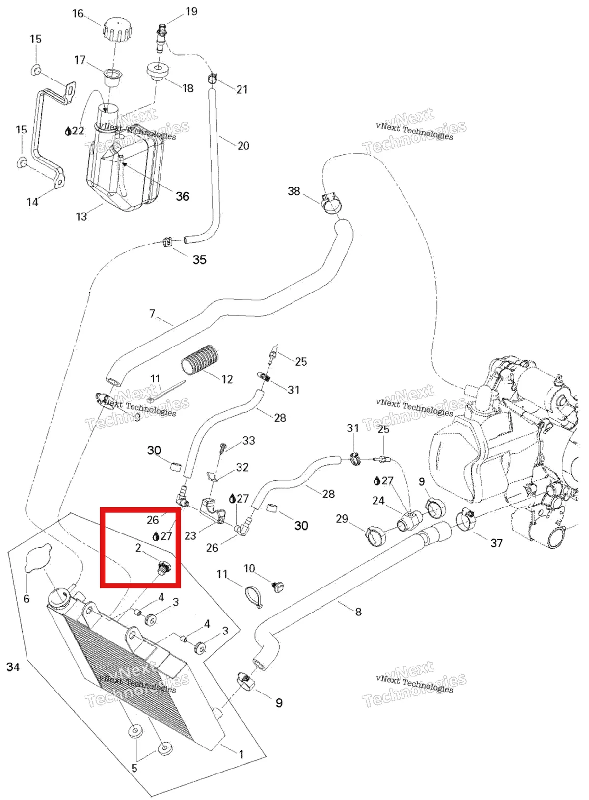 Деталь 250500006 на схеме узла 2007 Can-Am Rally 175 Cooling System