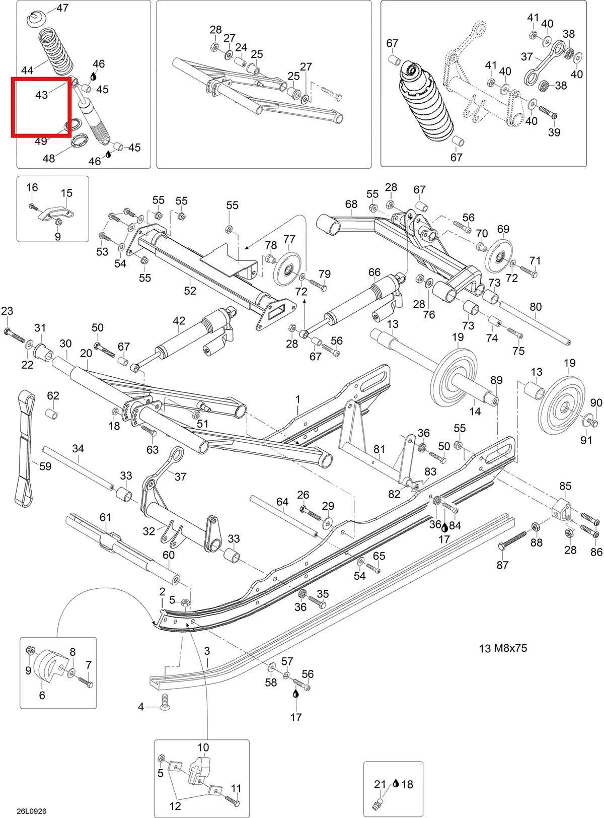 Деталь 25054 (Деталь Spring, Front Arm) на схеме узла 08- Rear Suspension
