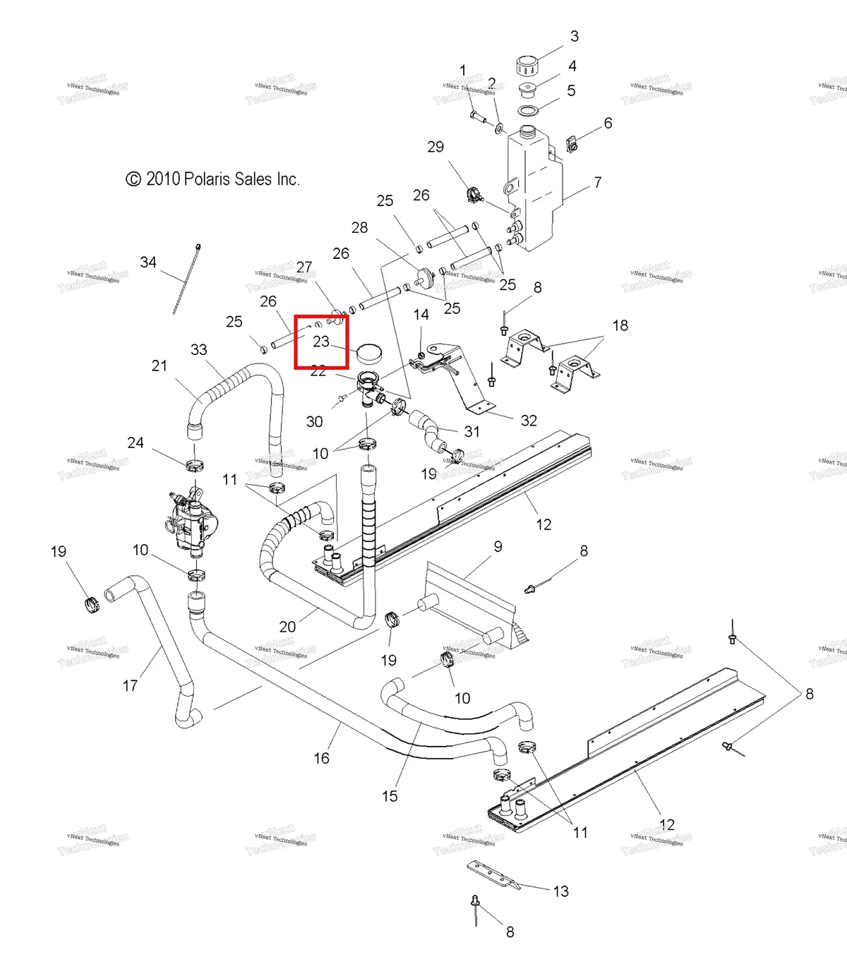 Деталь 2511256 (Крышка PRESS Polaris Widetrak LX (2006) (2511256)) на схеме узла Engine, Cooling System