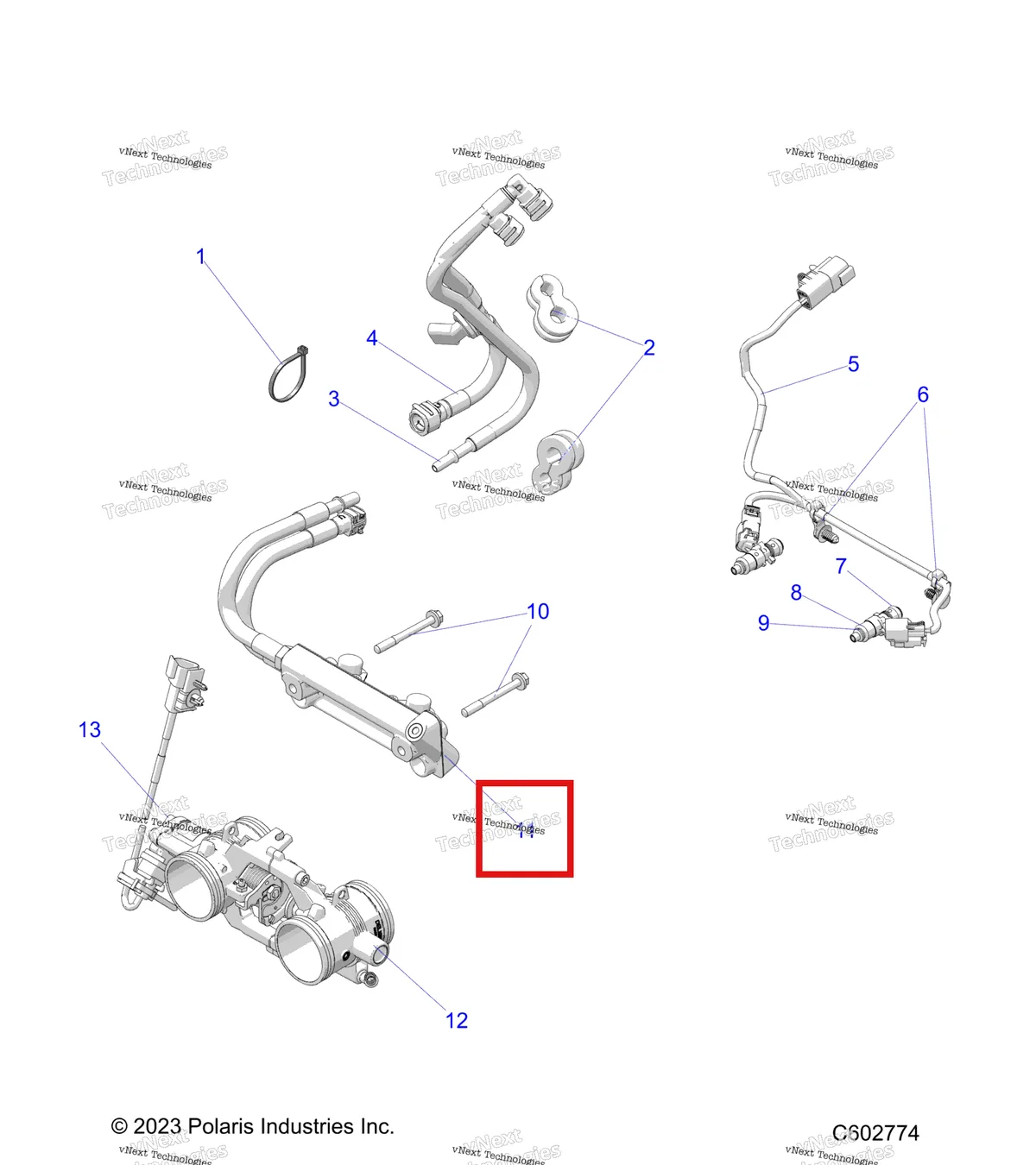 Деталь 2522184 на схеме узла Fuel System, Rail, Lines & Throttle Body S27ajn8rs