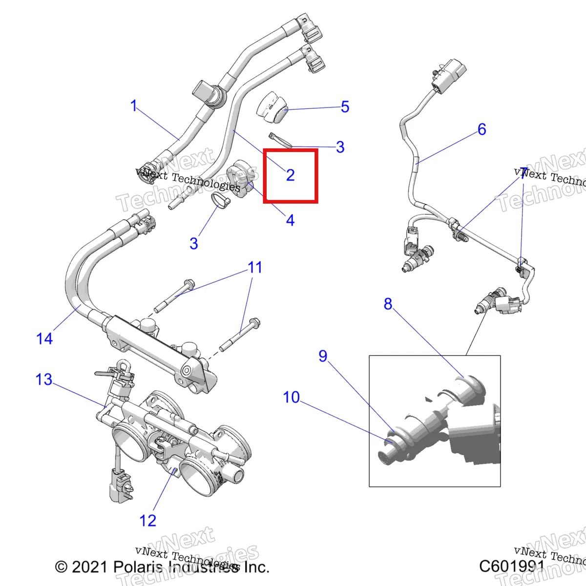 Деталь 2522291 на схеме узла Fuel System, Rail, Lines & Throttle Body