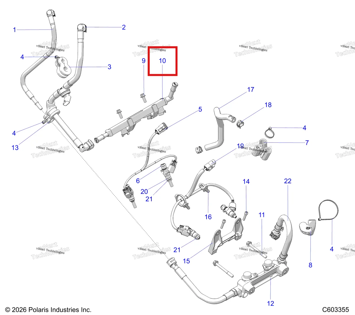 Деталь 2522340 на схеме узла Fuel System, Fuel Rail & Lines