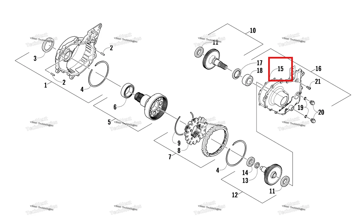 Деталь 2602-173 на схеме узла Gearcase Assembly