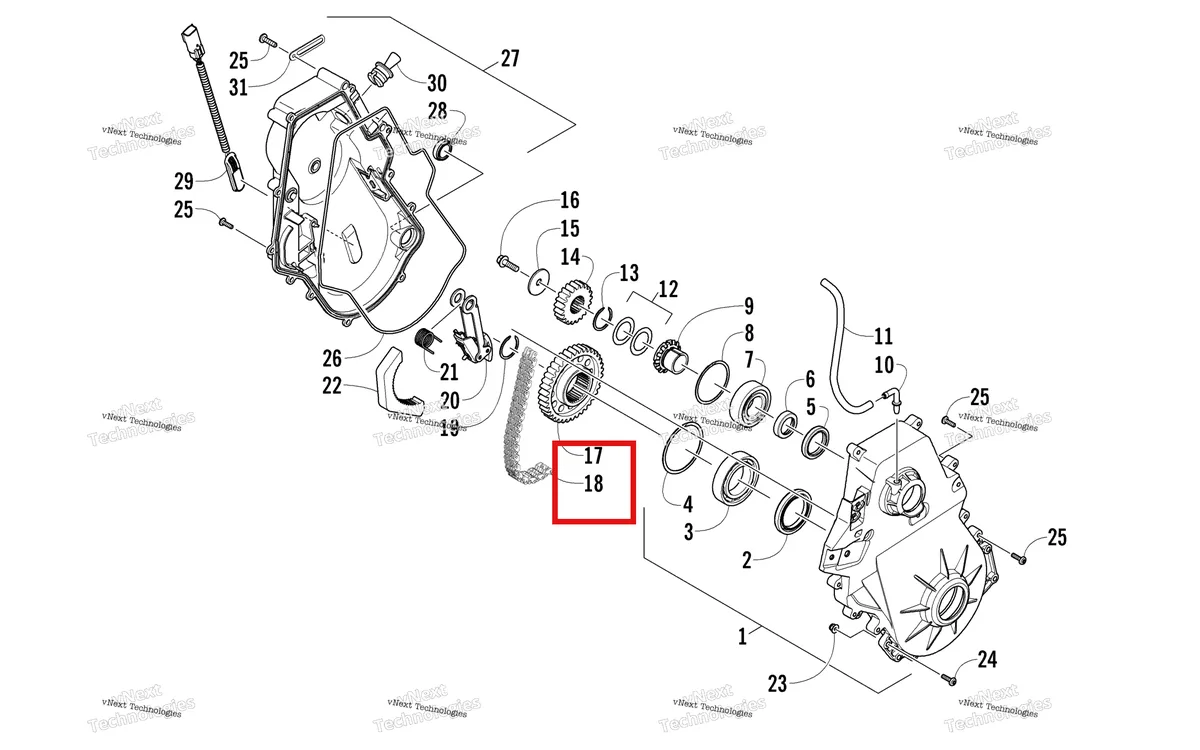 Деталь 2602-369 на схеме узла Chain Case Assembly