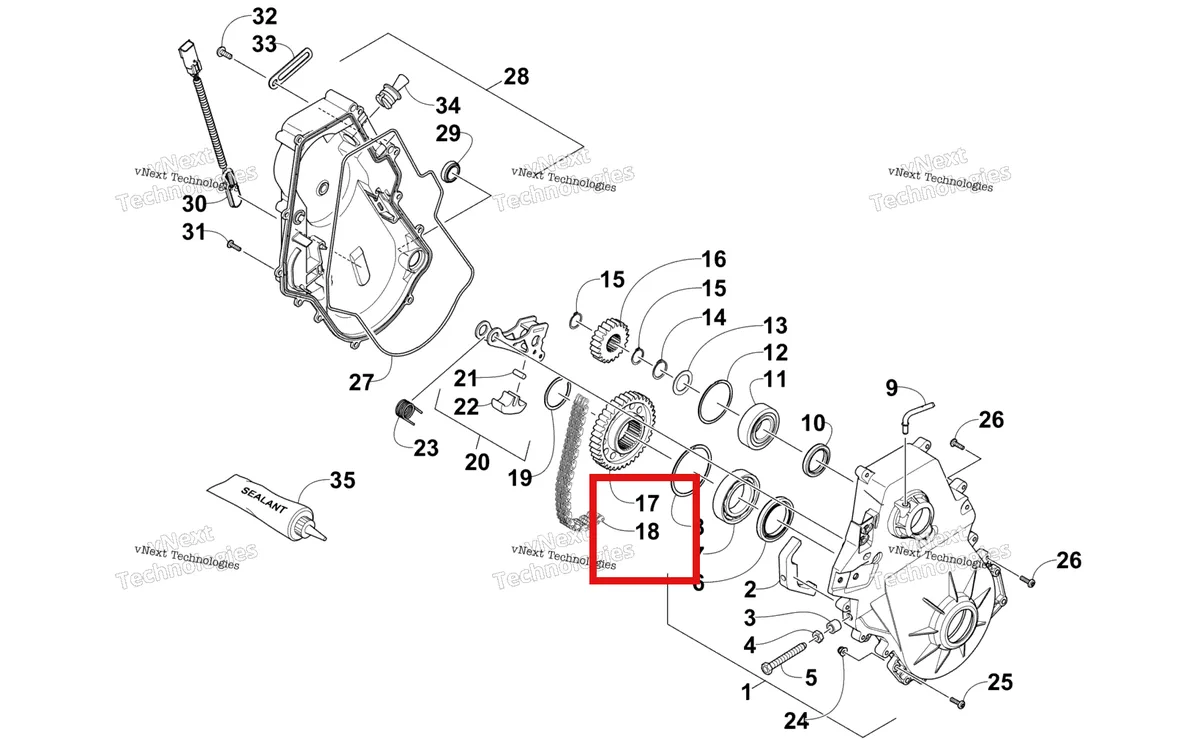 Деталь 2602-370 на схеме узла Chain Case Assembly
