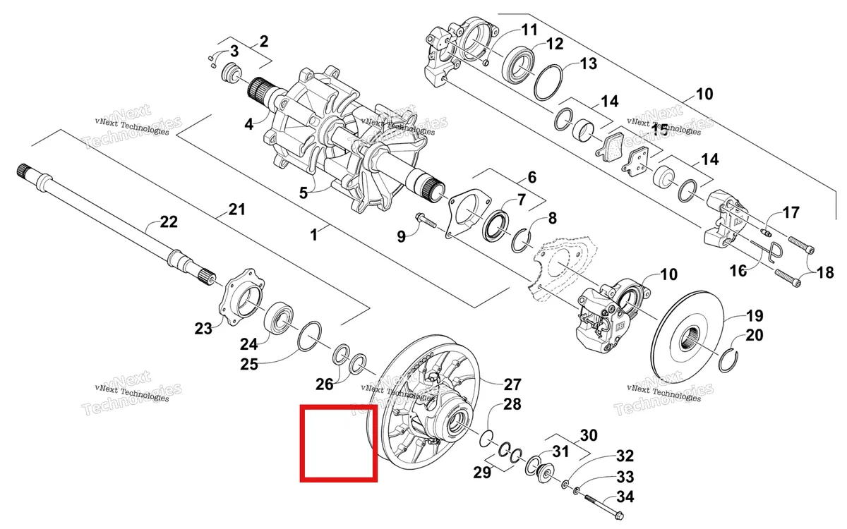 Деталь 2602-764 на схеме узла Drive Train Shafts And Brake Assemblies