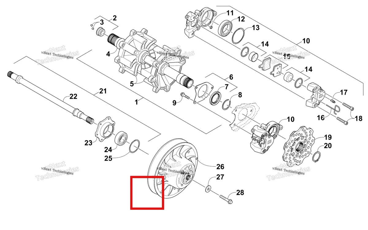 Деталь 2602-969 на схеме узла Drive Train Shafts And Brake Assemblies