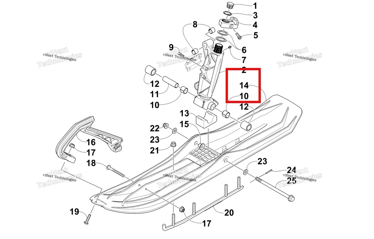 Деталь 2603-729 на схеме узла Ski And Spindle Assembly