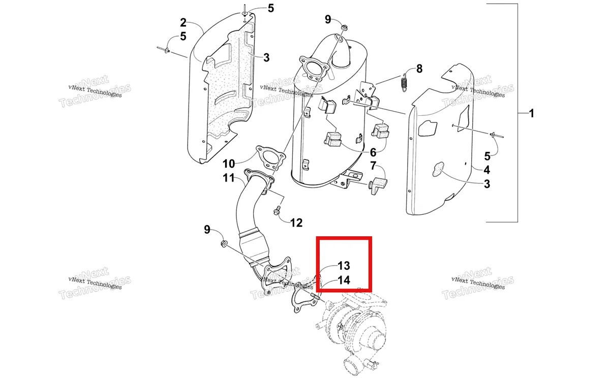 Деталь 2612-701 на схеме узла Exhaust Assembly