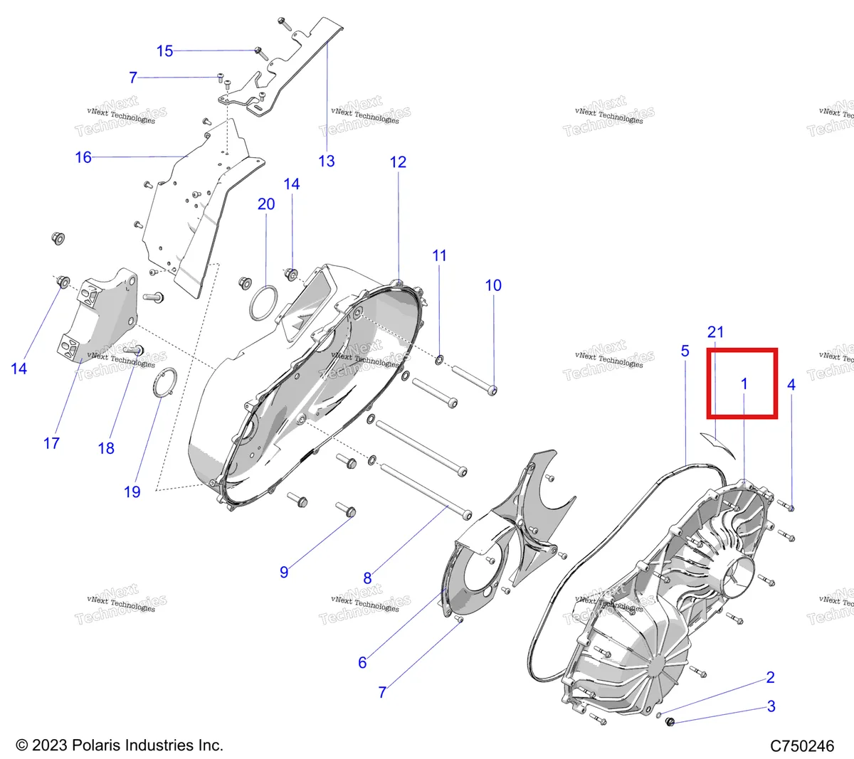 Деталь 2637740 на схеме узла Drive Train, Clutch Cover, Inner/Outer