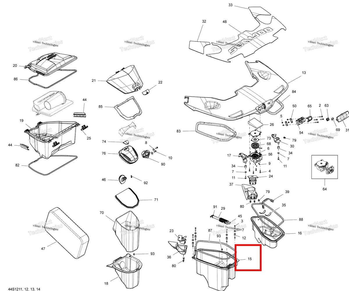 Деталь 264000001 на схеме узла 2012 Sea-Doo GTX S 155 Storage Compartments