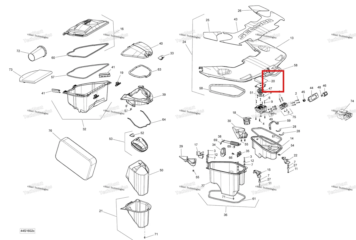 Деталь 264000025 (Platform поролон Sea-Doo GTX (2016) (264000025)) на схеме узла 2016 Sea-Doo GTX Storage Compartments - Gtx Ltd Is 260