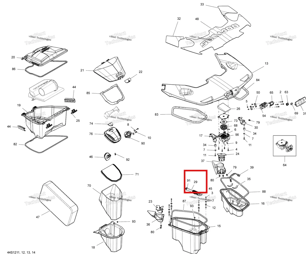 Деталь 264000026 на схеме узла 2012 Sea-Doo GTX S 155 Storage Compartments