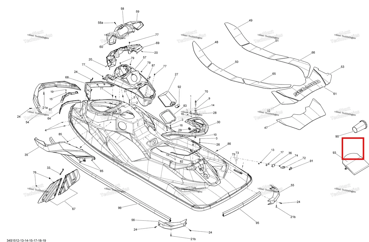 Деталь 264000059 на схеме узла 2015 Sea-Doo GTI Body