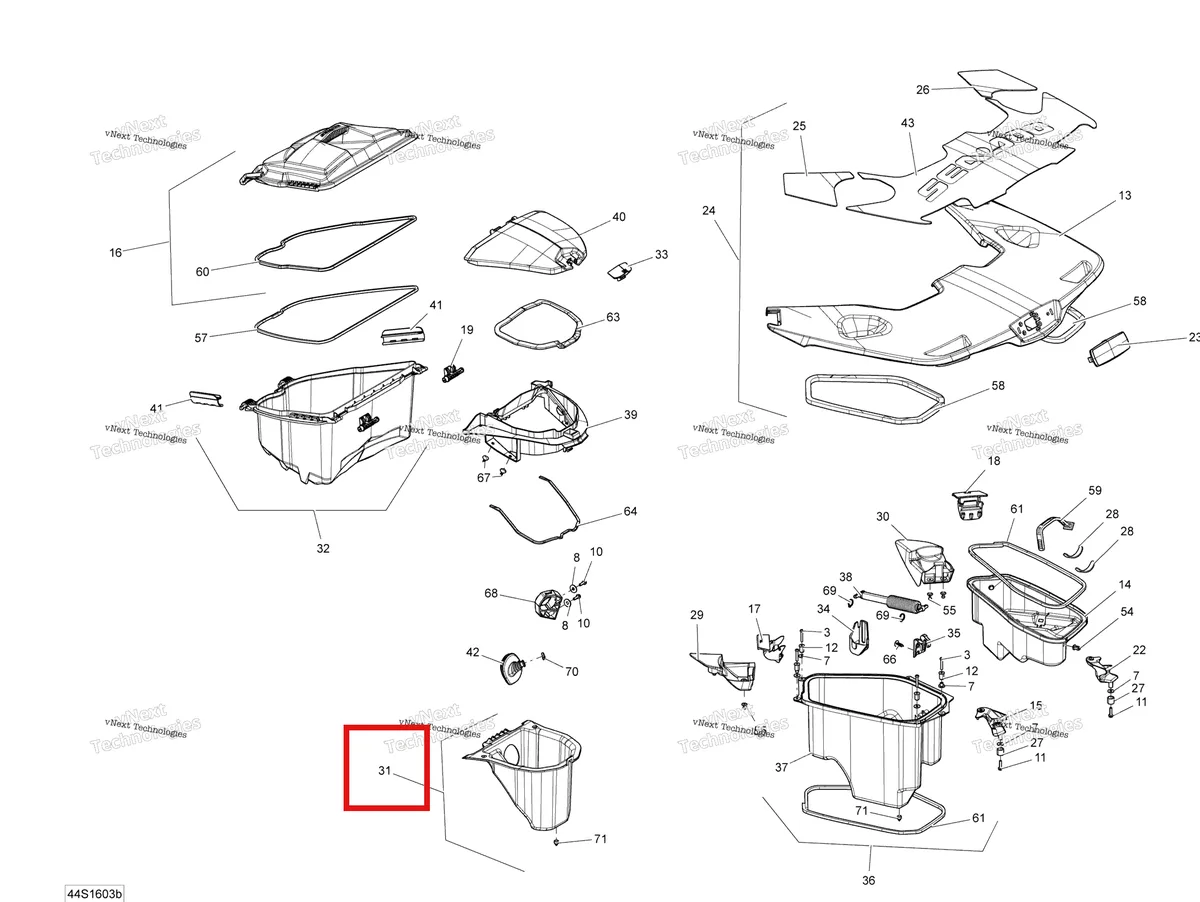 Схема применяемости: GLOVE коробка в сборе Sea-Doo RXT (2016) (264000068)