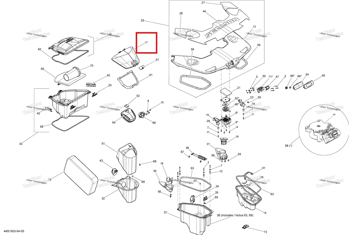 Деталь 264000076 на схеме узла 2015 Sea-Doo RXT-X AS 260 & RS Storage Compartments