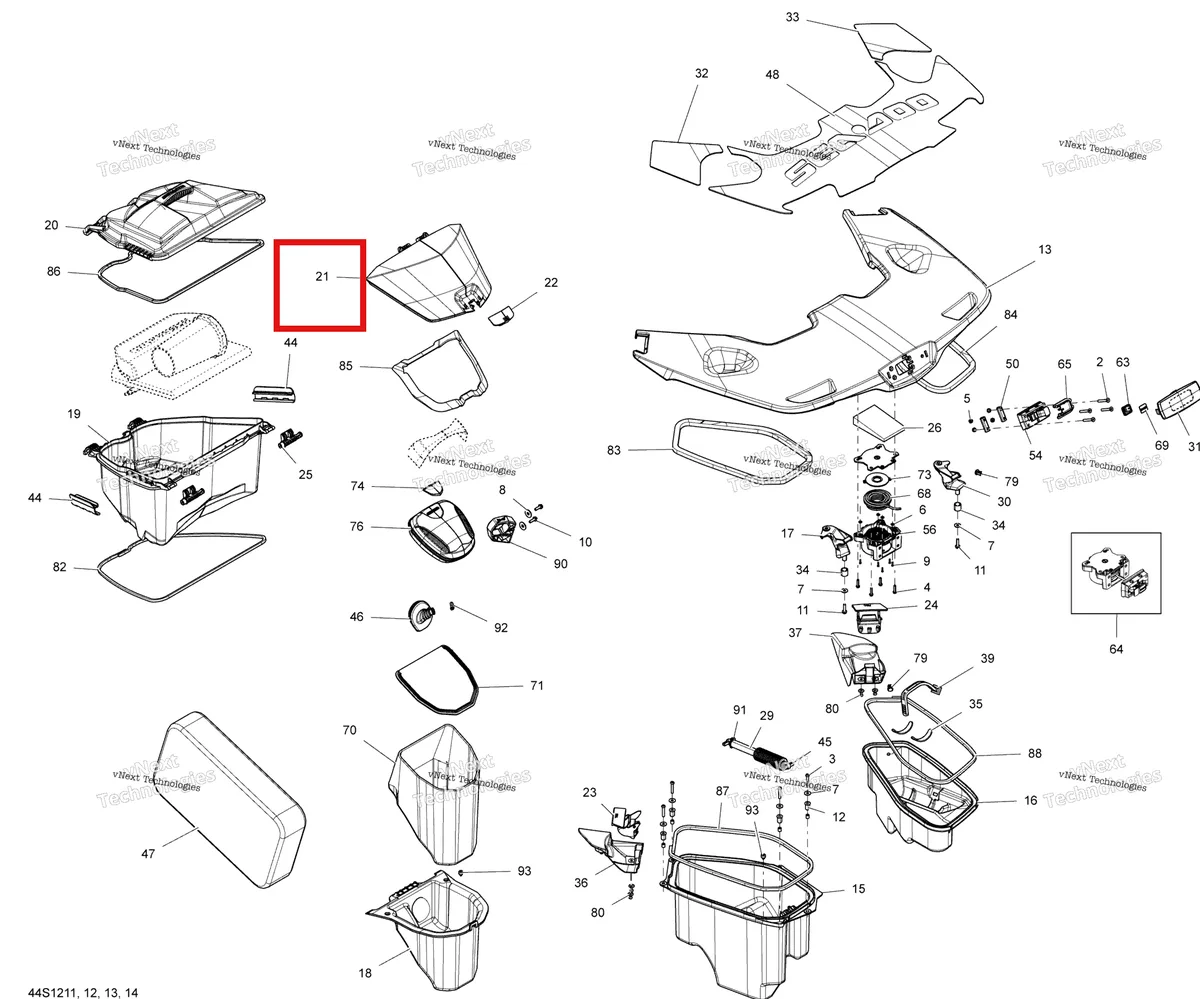 Деталь 264000081 (GLOVE дверь белый включает 9 to 11 Sea-Doo GTX 215 (2012) (264000081)) на схеме узла 2012 Sea-Doo GTX S 155 Storage Compartments