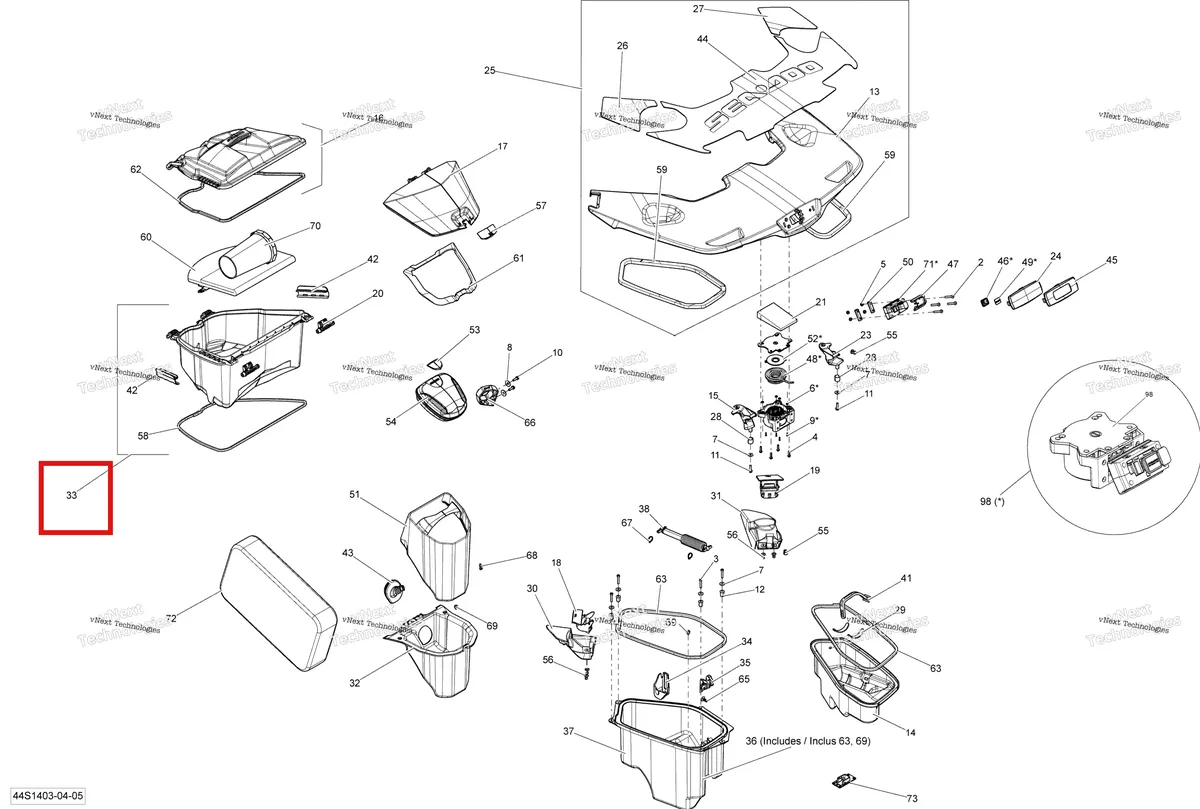 Деталь 264000087 на схеме узла 2014 Sea-Doo RXT-X AS 260 & RS Storage Compartments