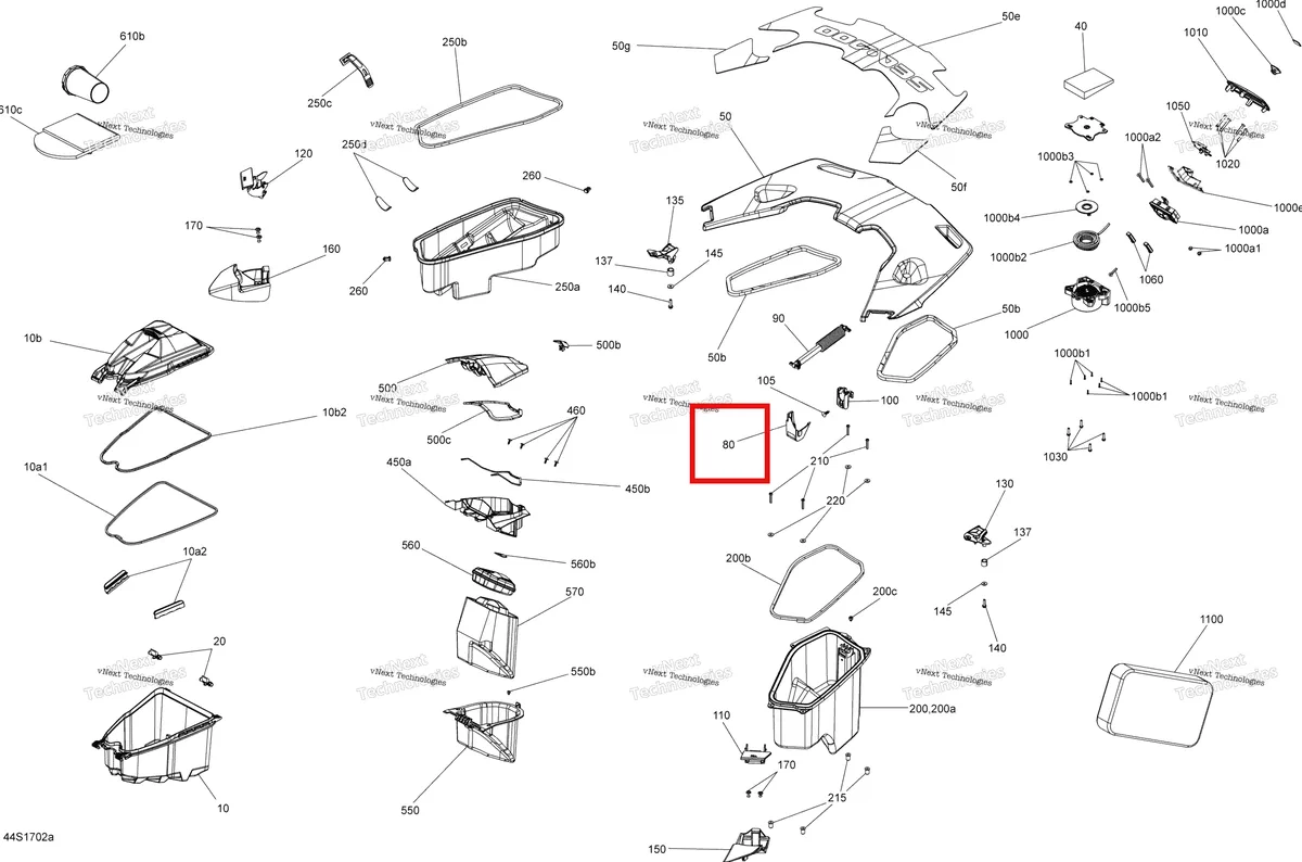 Деталь 264000092 на схеме узла 2017 Sea-Doo GTX Storage Compartments - Model With Suspension