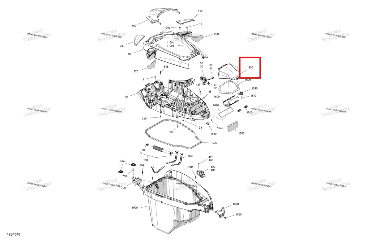 Деталь 264000170 (Крышка коробка Sea-Doo GTX 325 Limited (2026) (264000170)) на схеме узла - 25TD - Bright White Body - Front Cover