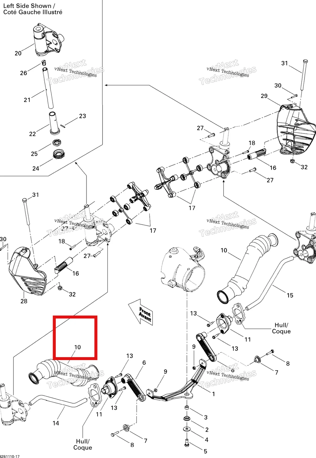 Деталь 265000009 на схеме узла 2011 Sea-Doo GTS Pro 130 Off Power Assisted Steering
