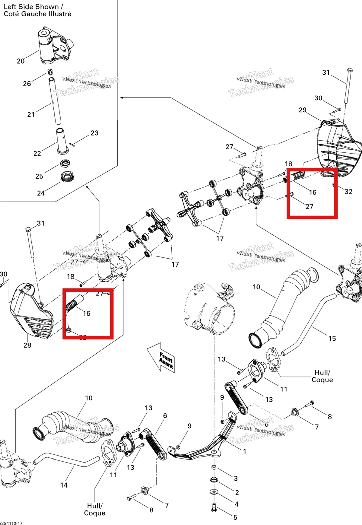 Деталь 265000014 на схеме узла 2011 Sea-Doo RXP-X 255 & RS Off Power Assisted Steering