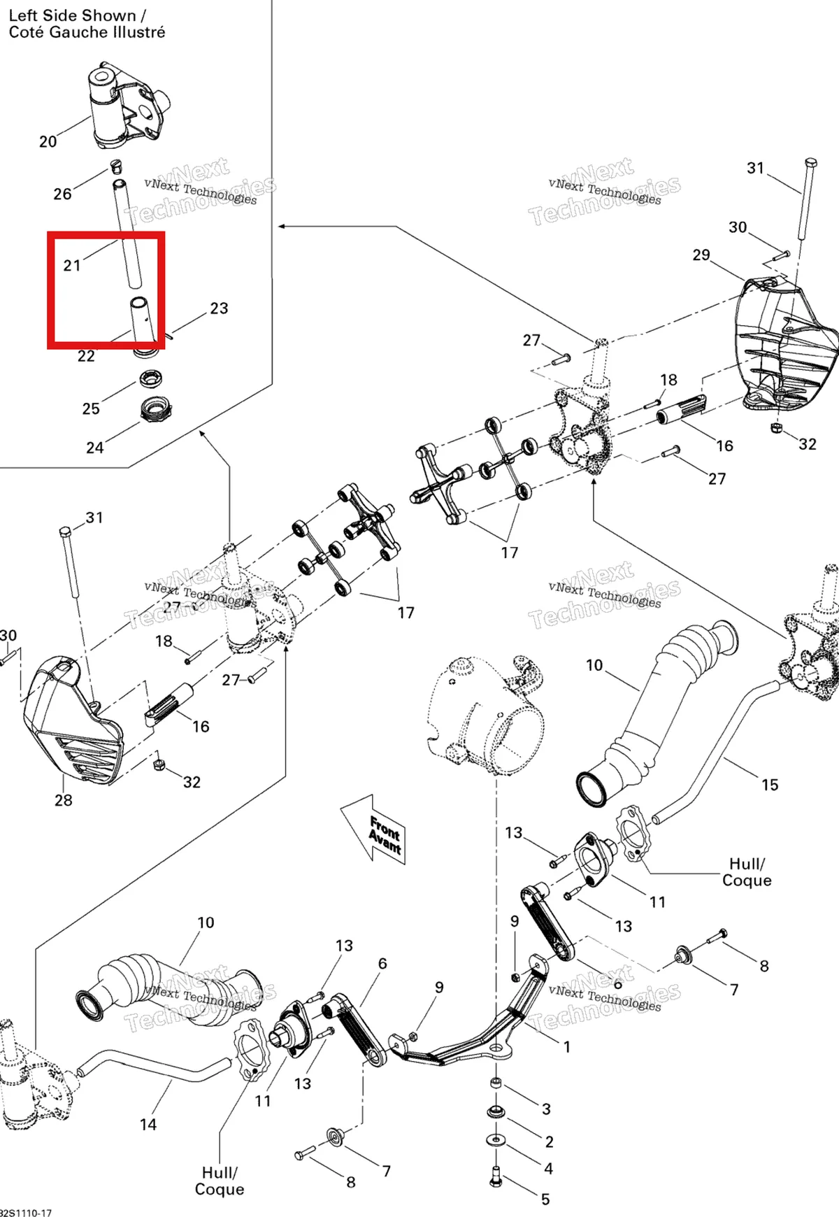 Деталь 265000040 на схеме узла 2011 Sea-Doo GTS Pro 130 Off Power Assisted Steering