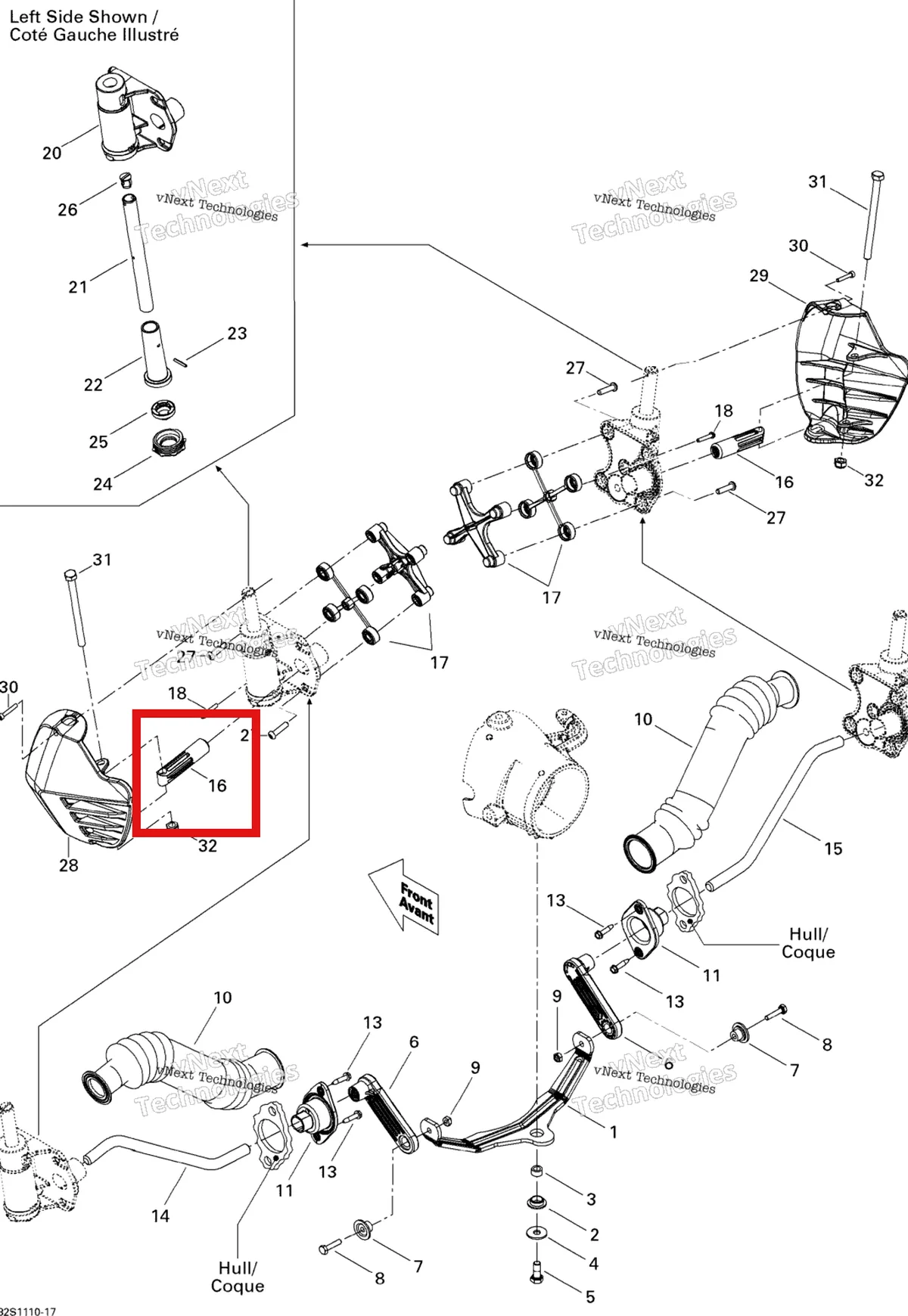 Деталь 265000048 на схеме узла 2011 Sea-Doo GTS Pro 130 Off Power Assisted Steering