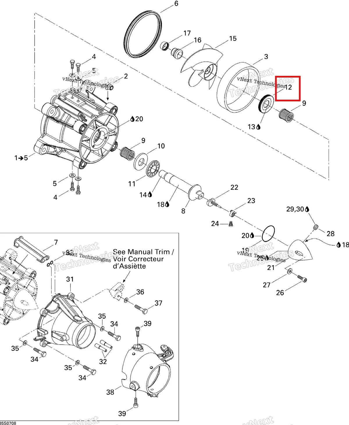 Деталь 267000094 на схеме узла 2007 Sea-Doo 3D 947 DI Pump