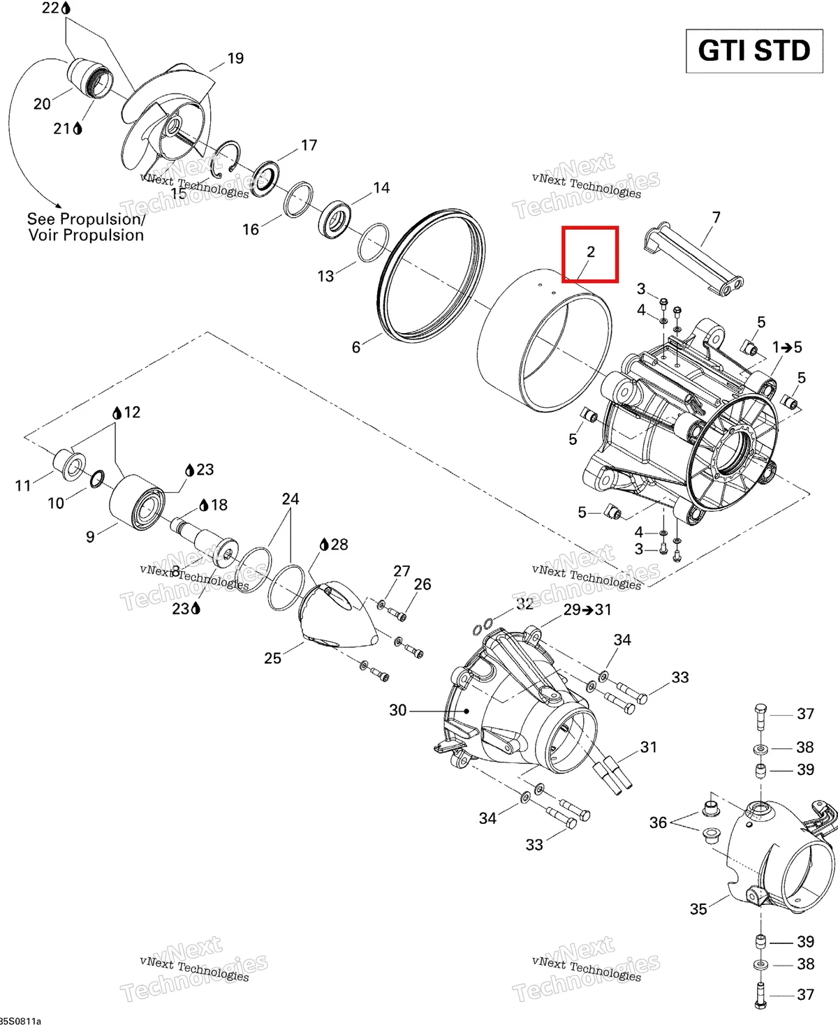 Схема применяемости: Кольцо импеллера для Sea-Doo 267000104 267000419 267000021 271001236 Fire Power WC 03007 003-502